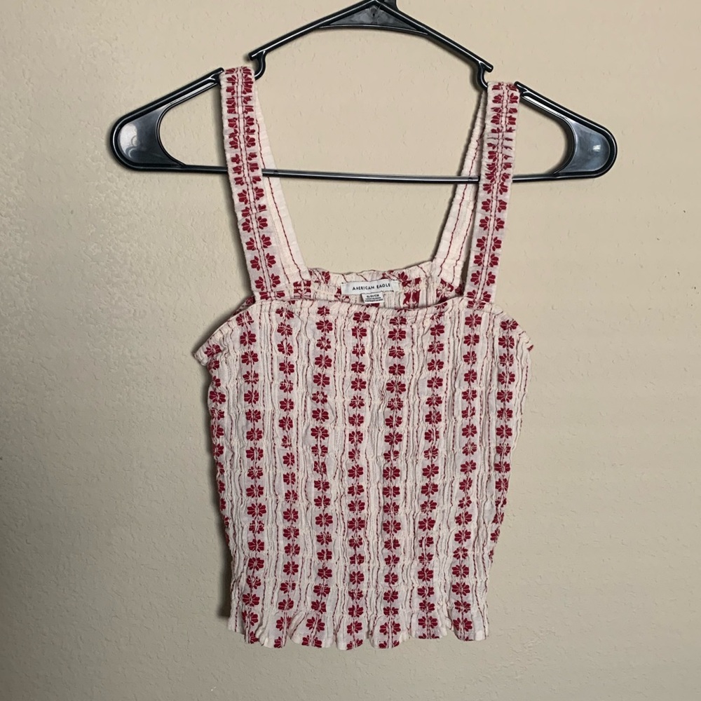 Red and white floral American eagle tanktop!